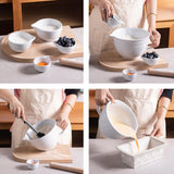 Sweejar Porcelain Mixing Bowl with Scale, Ceramic Serving Container for Baking, Prepping, Cooking