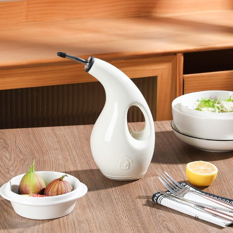Sweejar Ceramic Olive Oil Bottle Dispenser | Storage Vinegar, Coffee Syrups, Liquids | 24 Oz