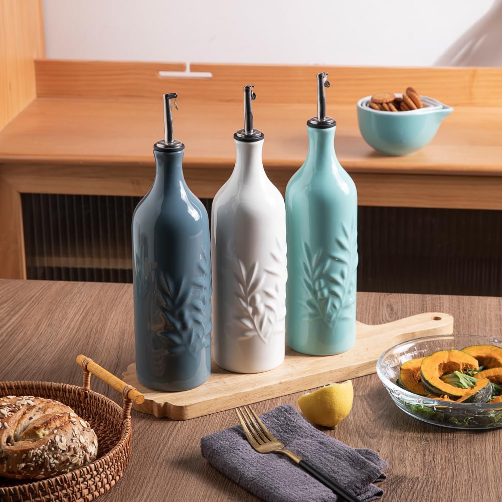 Sweejar Ceramic Olive Oil Dispenser Bottle | Storage Oil, Vinegar, Soy Sauce, Coffee Syrup, Liquids