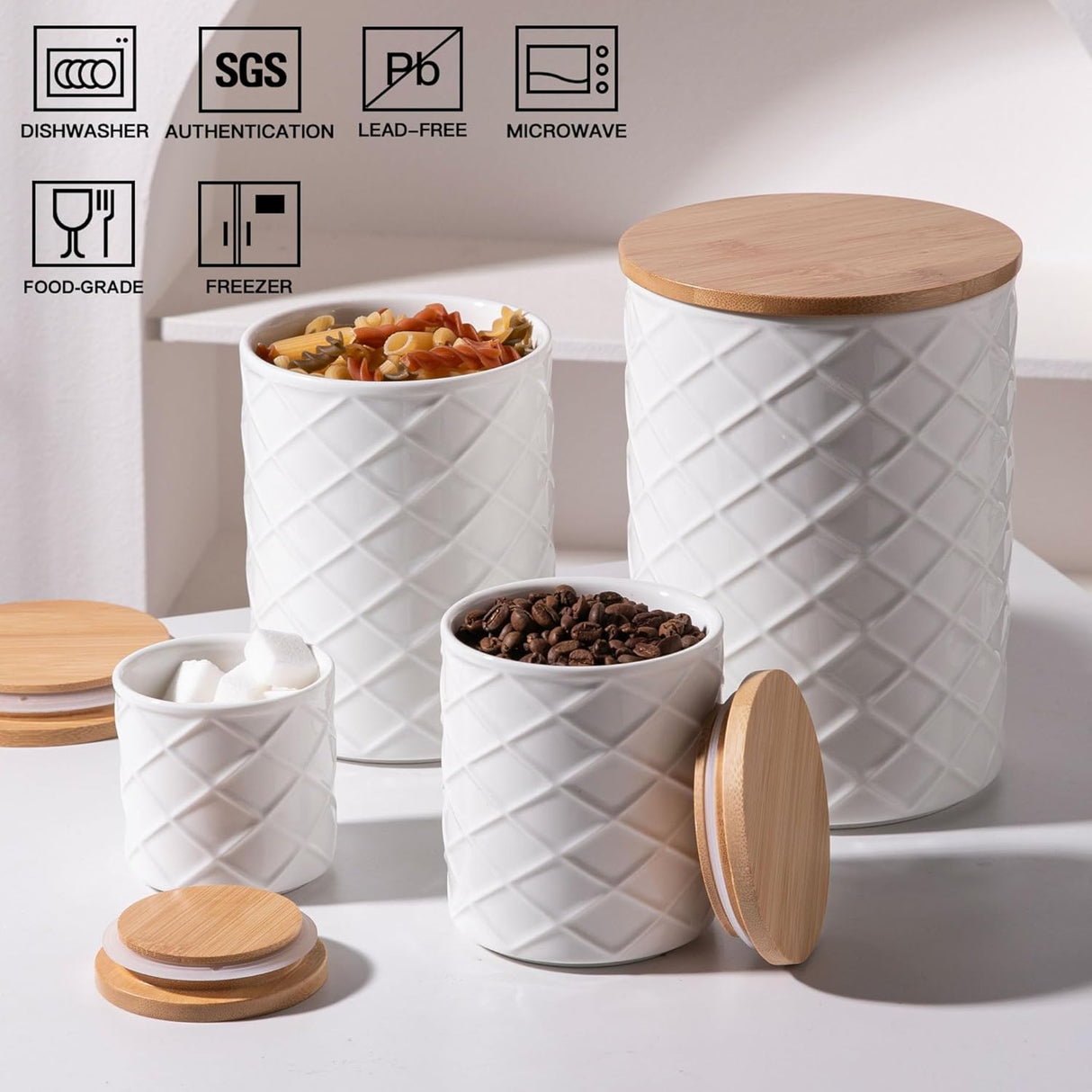 Sweejar Ceramic Canisters Food Storage Jar Sets for Kitchen