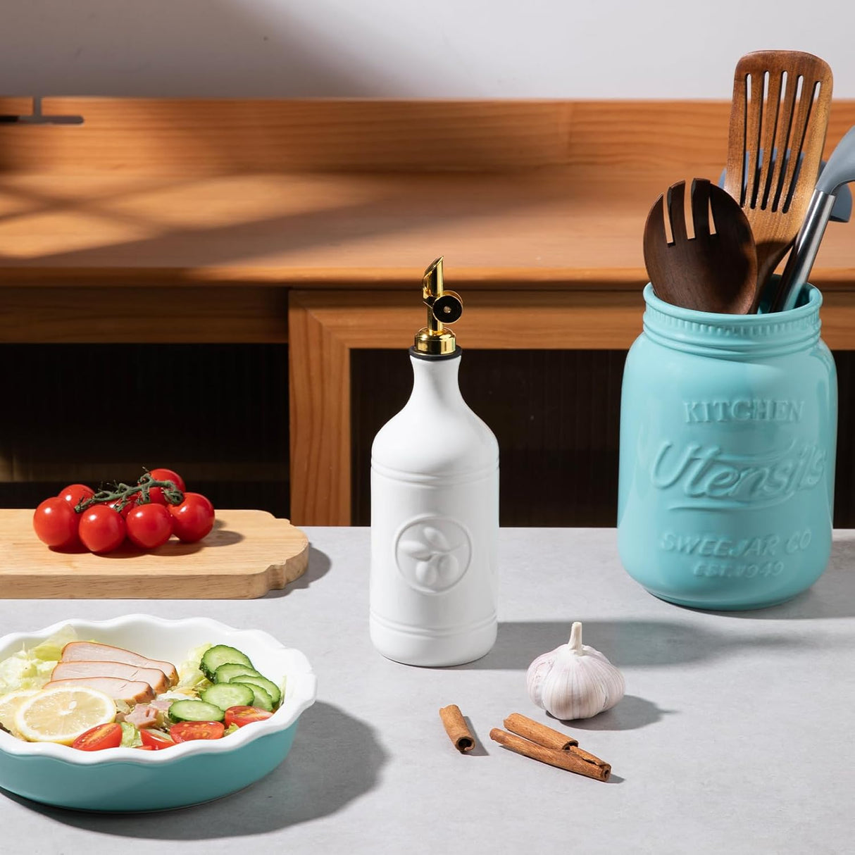 Sweejar Ceramic Olive Oil Dispenser Bottle | 16 Oz | 1 Pack