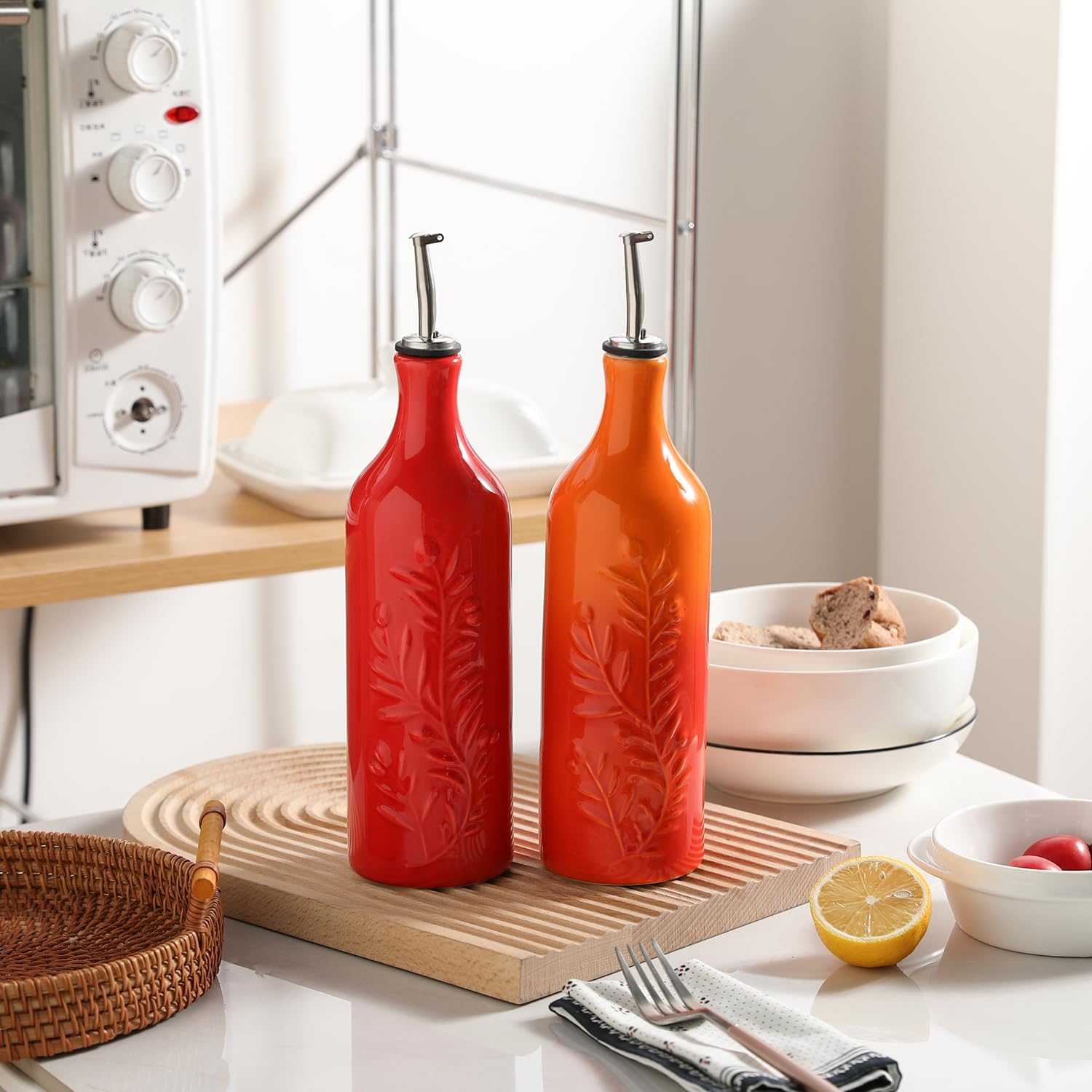 Sweejar 24 Oz Ceramic Olive Oil Dispenser Bottle with Spout