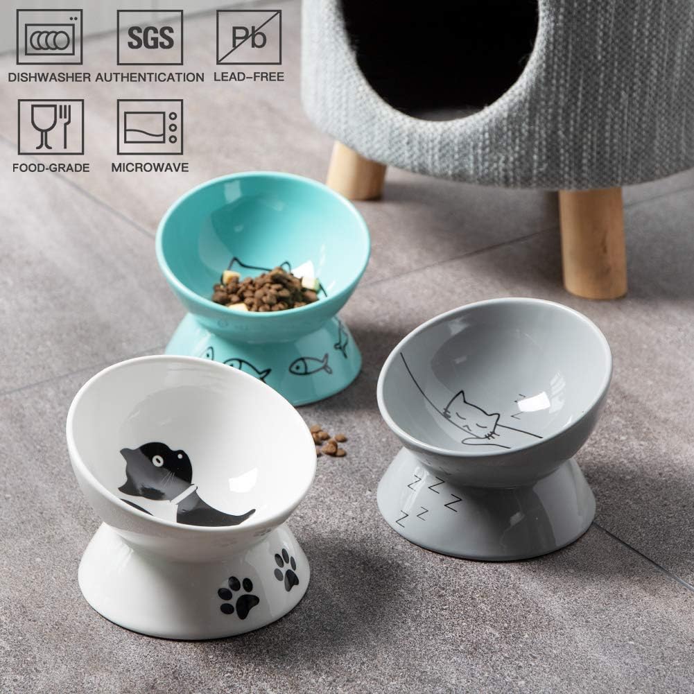 Sweejar Ceramic Pet Cat Bowls Set | Set of 2