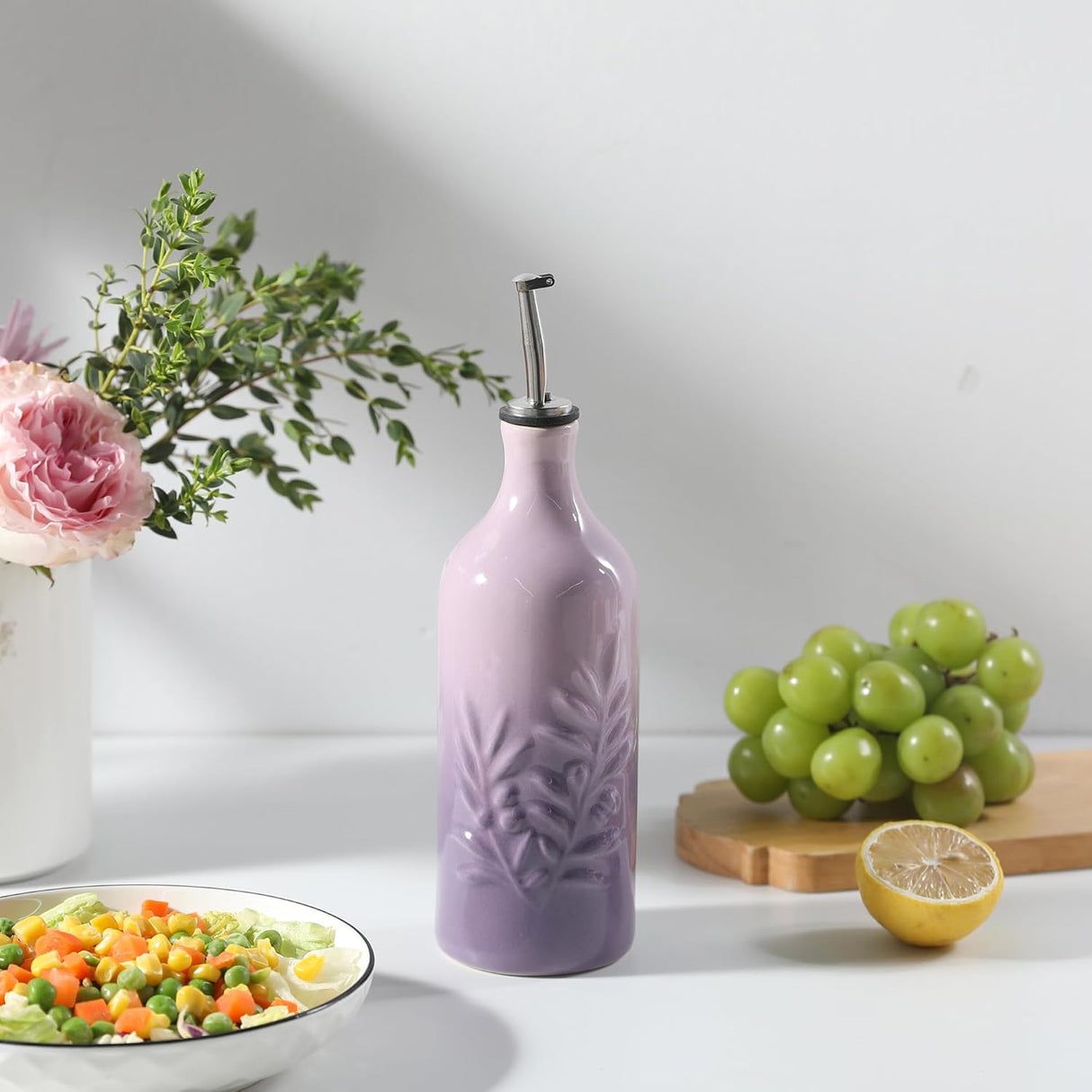 Sweejar Ceramic Olive Oil Dispenser Bottle | Storage Oil, Vinegar, Soy Sauce, Coffee Syrup, Liquids