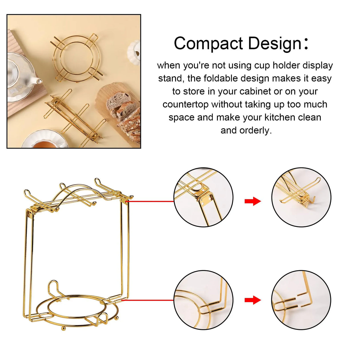 Stainless Steel Wire Rack Display Stand Service for Tea Cups(Display Stand)