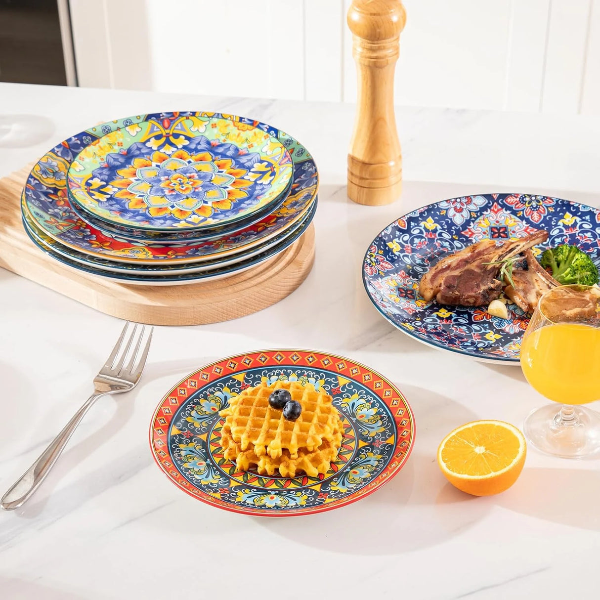 Sweejar 8inch Bohemia Salad Plates Set of 6