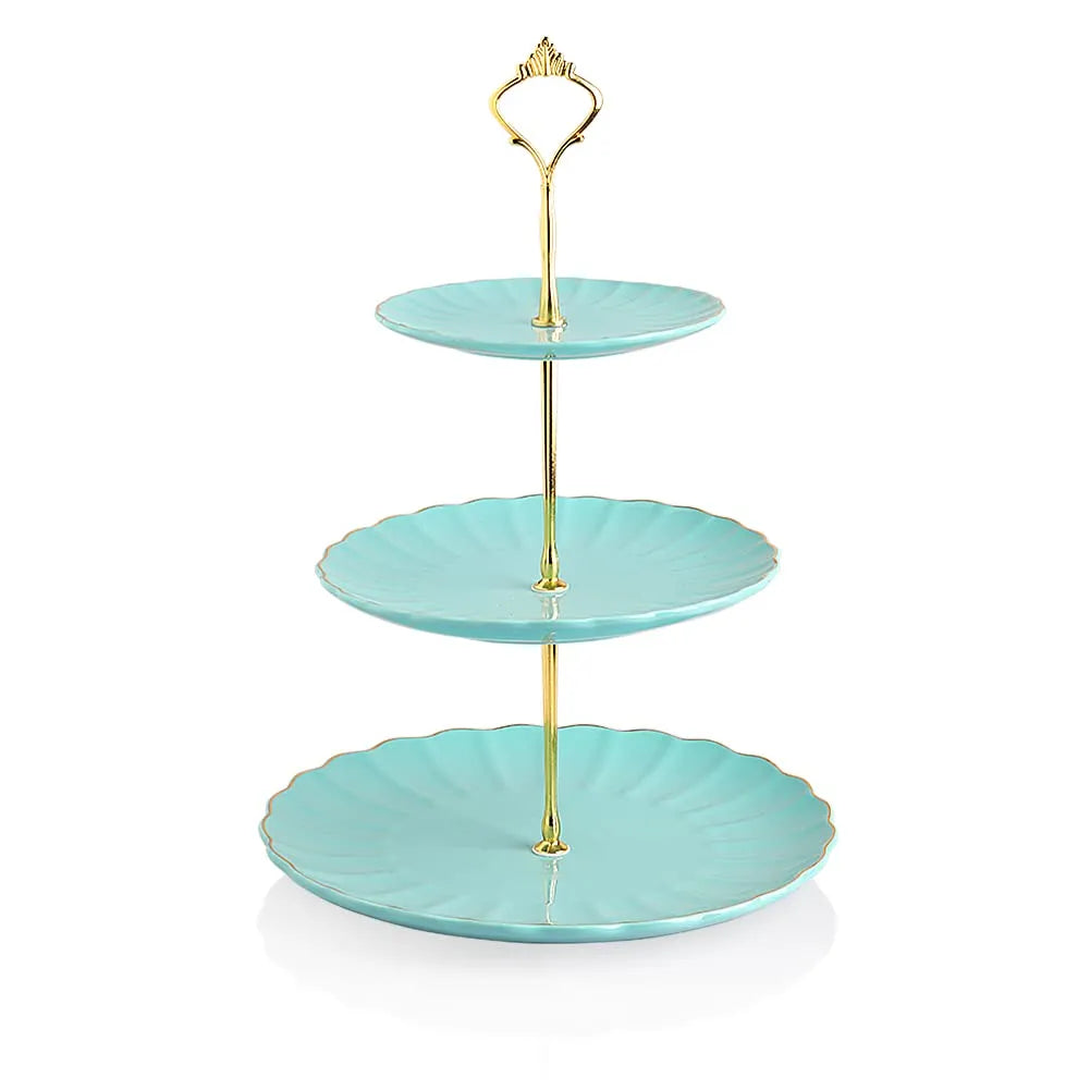 SWEEJAR 3 Tier Ceramic Cake Stand Wedding, Dessert Cupcake Stand for Tea Party Serving Platter
