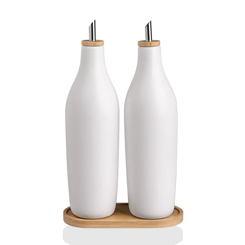 Sweejar Matte Ceramic Olive Oil Dispenser with Spout | 17 Oz