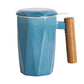 SWEEJAR Porcelain Tea Mug with Infuser and Lid | Wooden Handle
