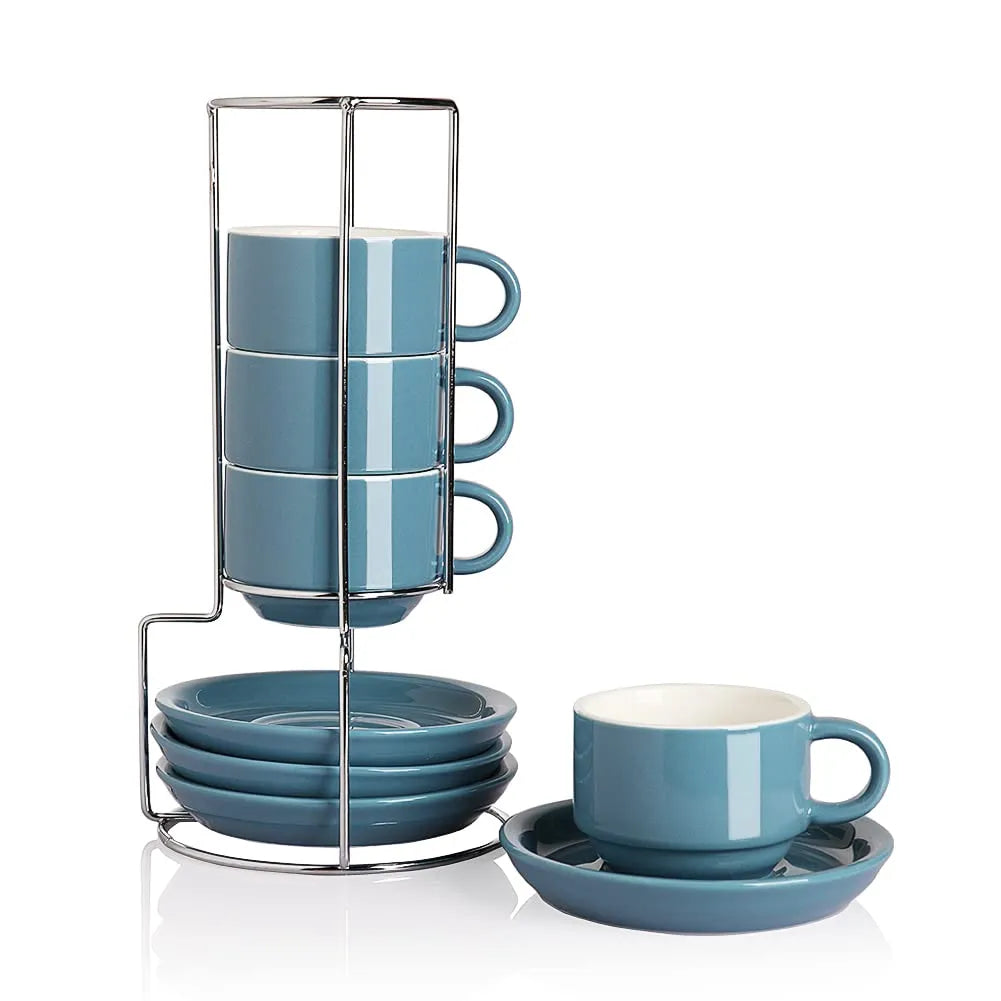 SWEEJAR Porcelain Espresso Cup & Saucer Set | Tea Set of 4