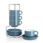 SWEEJAR Porcelain Espresso Cup & Saucer Set | Tea Set of 4