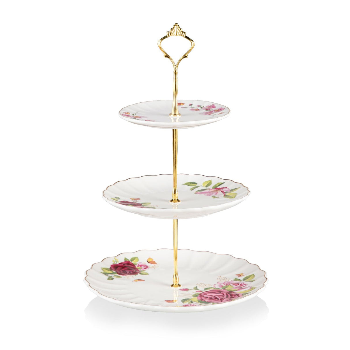 SWEEJAR 3 Tier Ceramic Cake Stand Wedding, Dessert Cupcake Stand for Tea Party Serving Platter