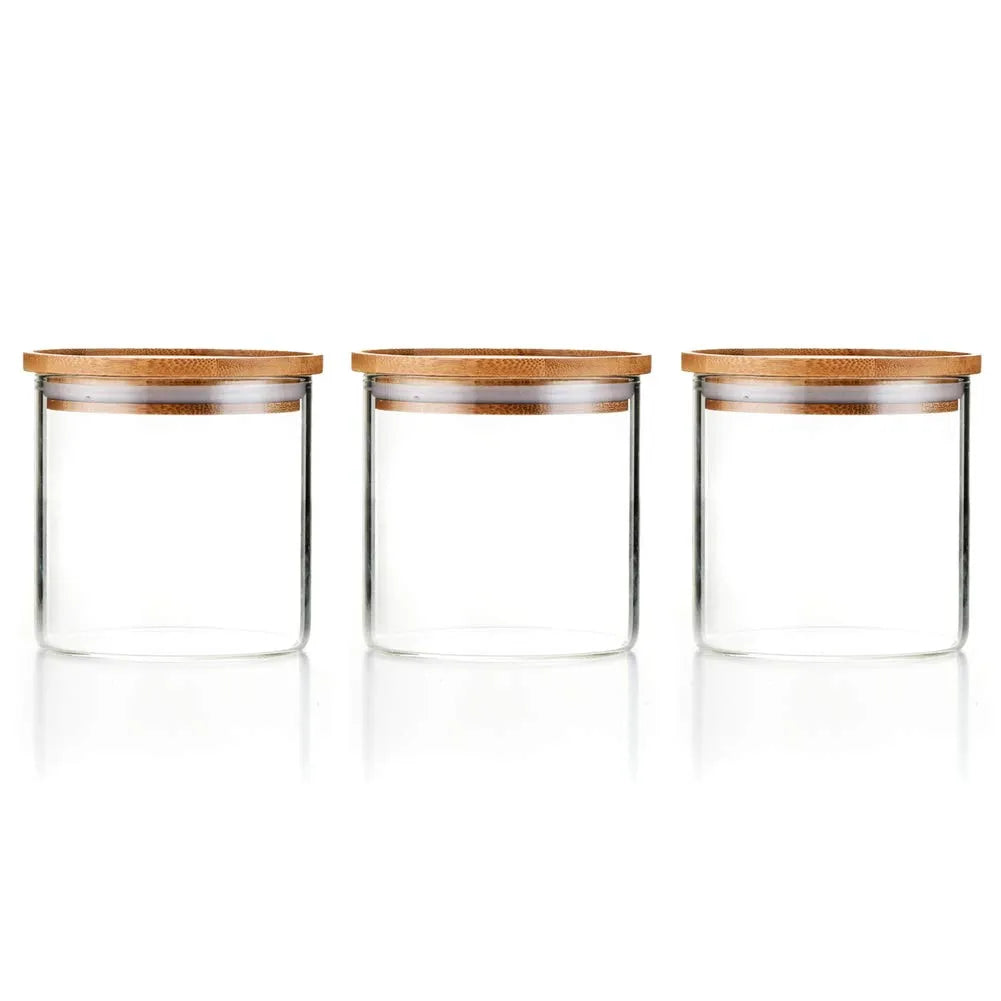 Sweejar 18 OZ Glass Food Storage Jar Canisters with Lid | Set of 3