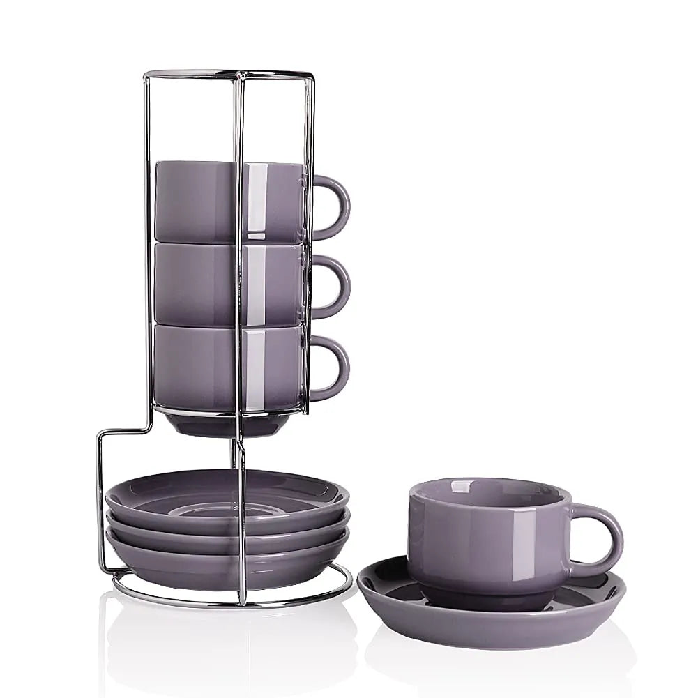 SWEEJAR Porcelain Espresso Cup & Saucer Set | Tea Set of 4