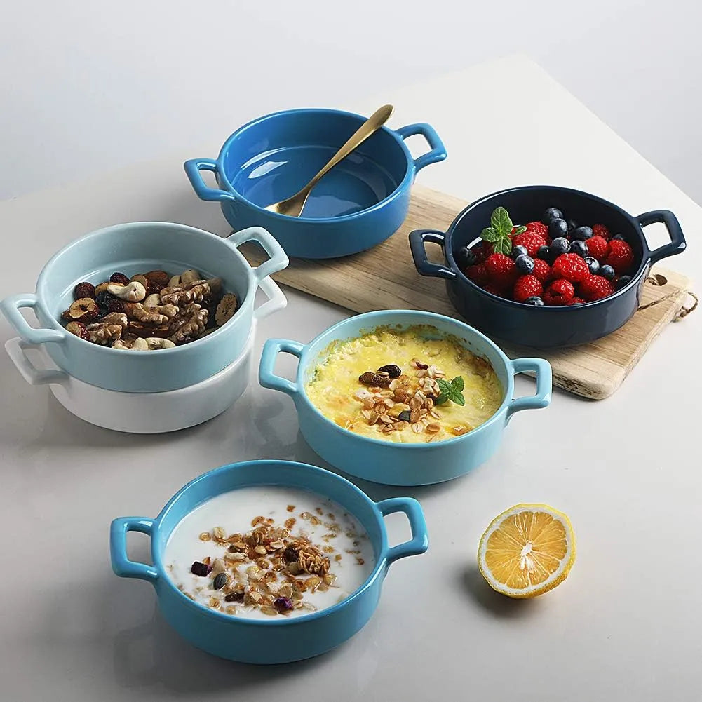 Sweejar 10 Ounce Porcelain Ramekins | Set of 6 | Baking, Creme Brulee, Ice Cream, Pudding