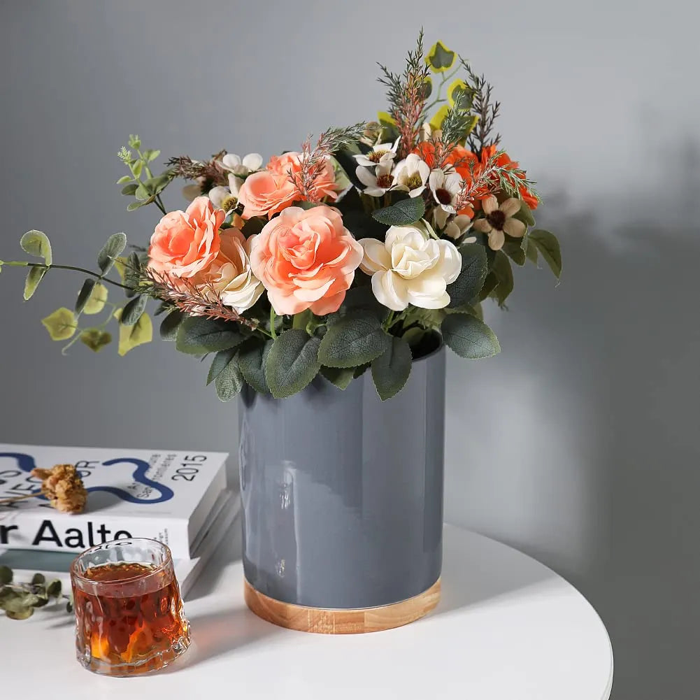 Sweejar Kitchen Utensil Holder |  8.2" | Wooden Bottom