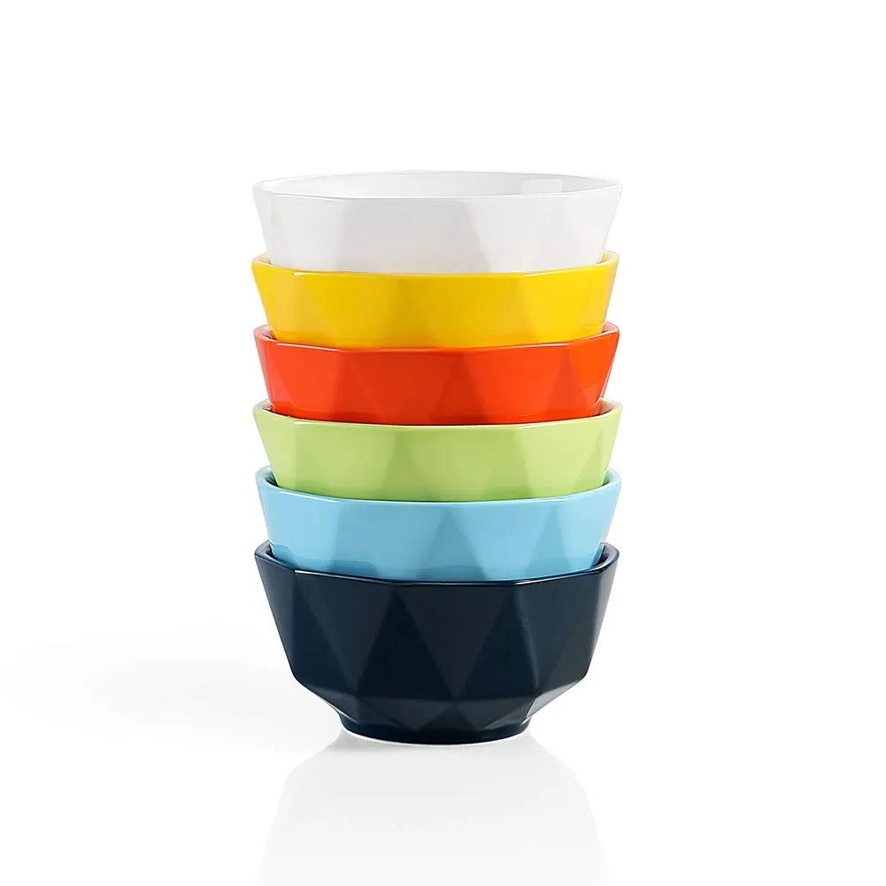 Sweejar Ceramic Rhombic Bowl | 26 Oz for Cereal, Salad, Pasta, Soup | Set of 6