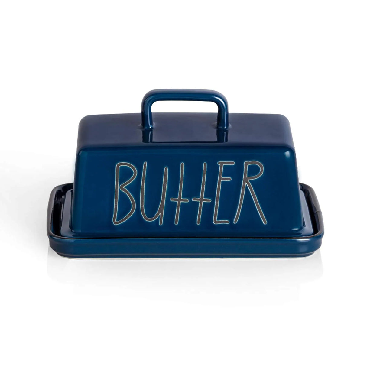 SWEEJAR Ceramic Butter Dish with Handle Lid, 7.3 Inch Porcelain Large Butter Keeper with Cover, Perfect for East/West Butter