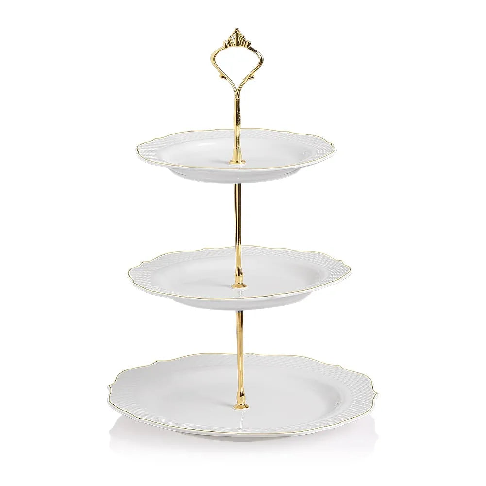 SWEEJAR 3 Tier Ceramic Cupcake Stand | Wedding, Dessert, Tea Party