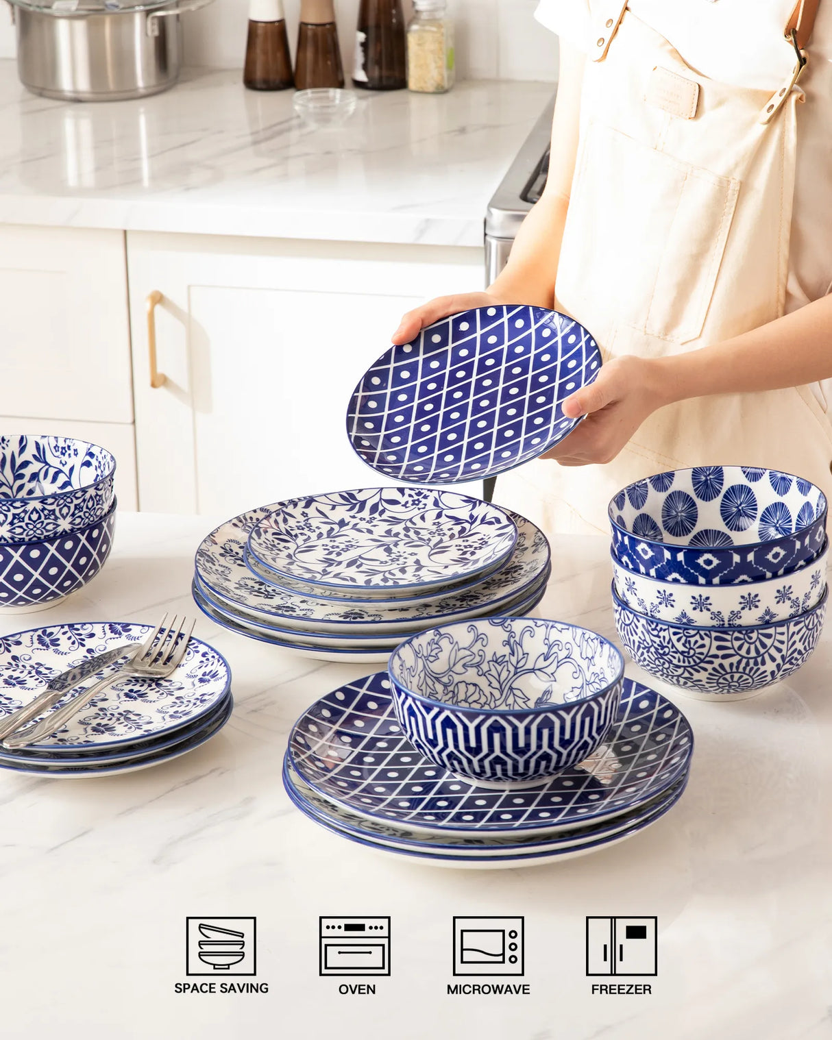 Sweejar Ceramic Dinnerware Sets | Blue and White Porcelain
