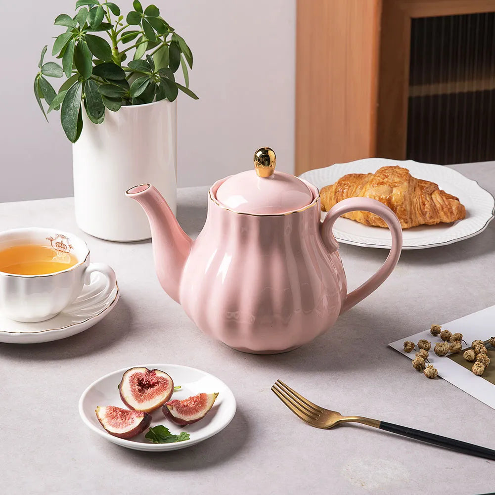 SWEEJAR Royal Teapot, Ceramic Tea Pot with Removable Stainless Steel Infuser, Blooming & Loose Leaf Teapot - 28 Ounce