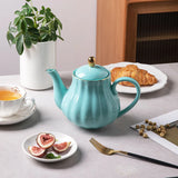 SWEEJAR Royal Teapot, Ceramic Tea Pot with Removable Stainless Steel Infuser, Blooming & Loose Leaf Teapot - 28 Ounce