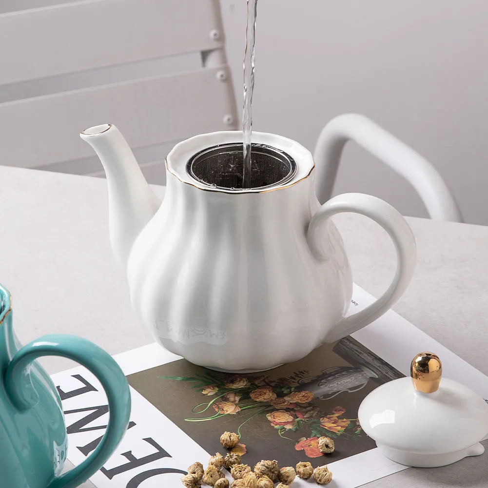 SWEEJAR Royal Teapot, Ceramic Tea Pot with Removable Stainless Steel Infuser, Blooming & Loose Leaf Teapot - 28 Ounce