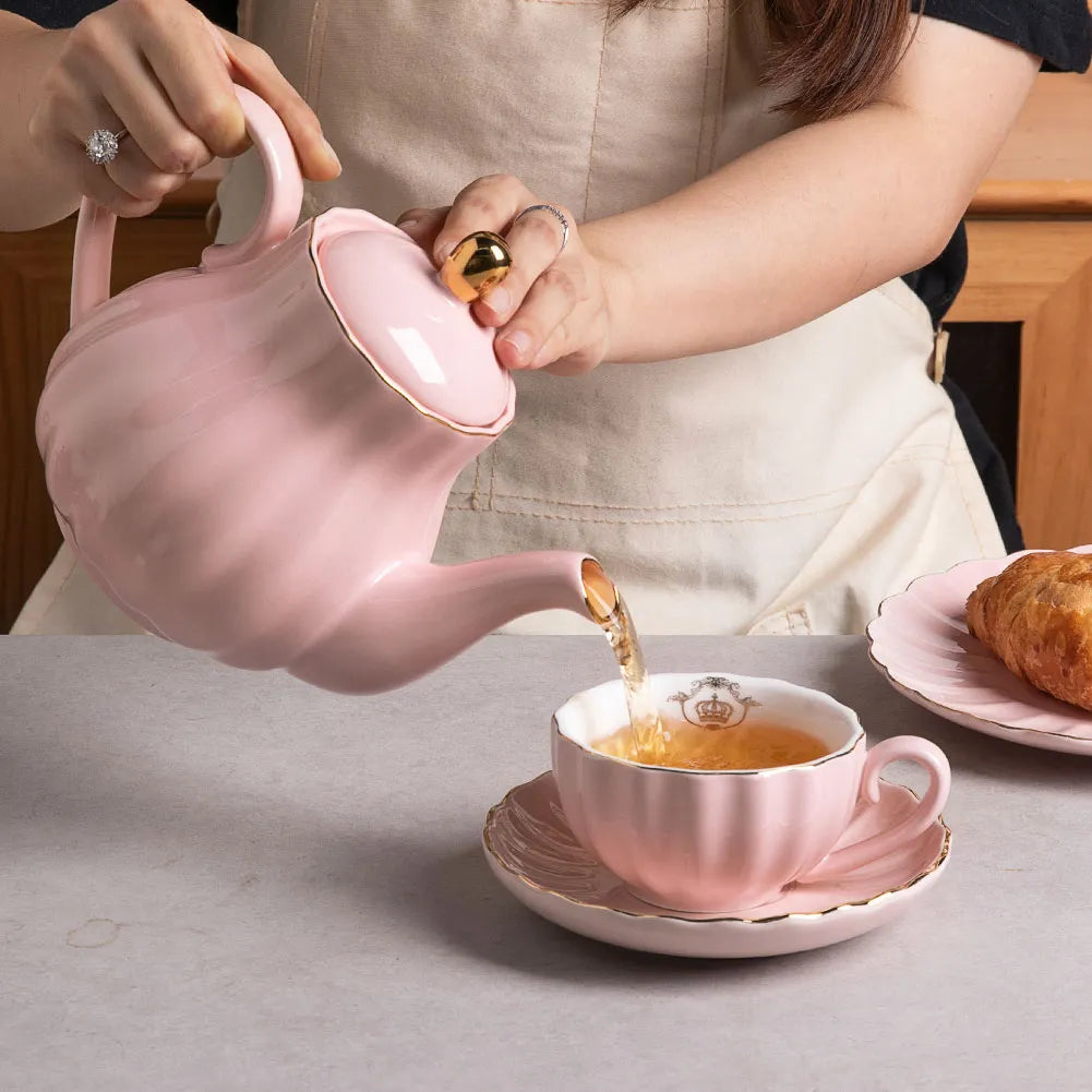 SWEEJAR Royal Teapot, Ceramic Tea Pot with Removable Stainless Steel Infuser, Blooming & Loose Leaf Teapot - 28 Ounce