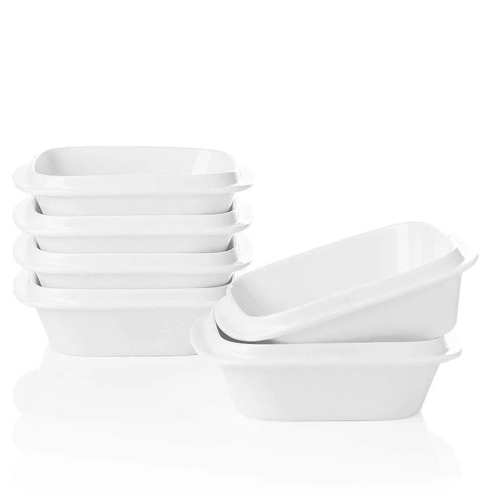 SWEEJAR Porcelain Ramekins with Handle for Baking | Set of 6