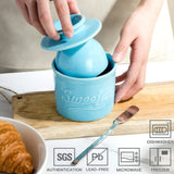 SWEEJAR Porcelain Butter Crock Keeper, French Butter Dish Keeps the Butter Fresh Soft & Spreadable, Serving Butter Easy for Bread Lovers Breakfast Kitchen Counter