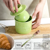 SWEEJAR Porcelain Butter Crock Keeper, French Butter Dish Keeps the Butter Fresh Soft & Spreadable, Serving Butter Easy for Bread Lovers Breakfast Kitchen Counter