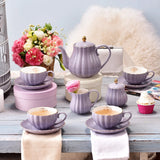 SWEEJAR Porcelain Tea Set with Cake Stand | 8 OZ Cups& Saucer Service For 6
