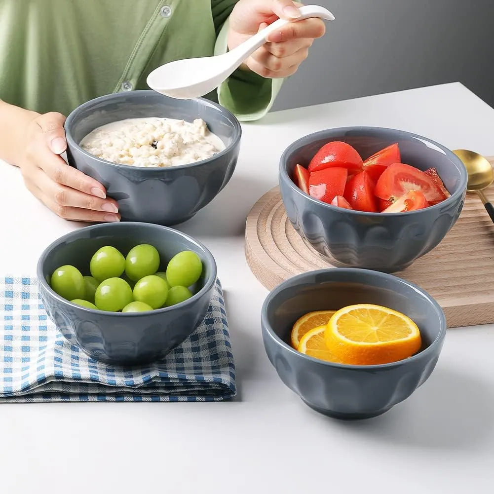Sweejar Ceramic Fluted Soup Bowls Set | 17 OZ | Set of 4