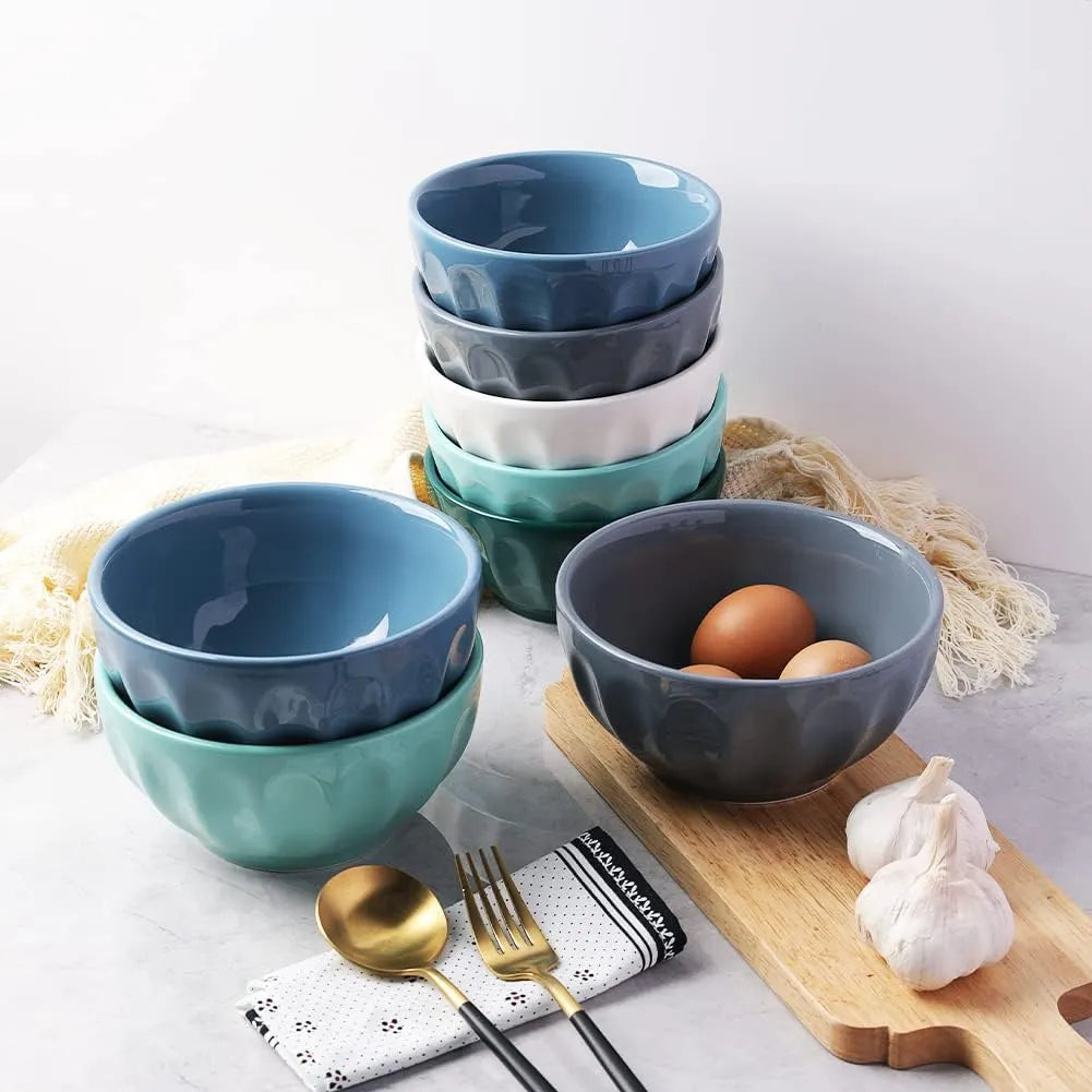 Sweejar Ceramic Fluted Soup Bowls Set | 17 OZ | Set of 4