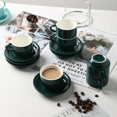 SWEEJAR Porcelain Espresso Cup Set | Saucer Set | With Metal Stand