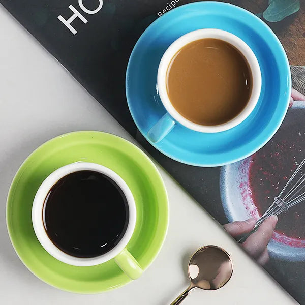 SWEEJAR Porcelain Espresso Cup Set | Saucer Set | With Metal Stand