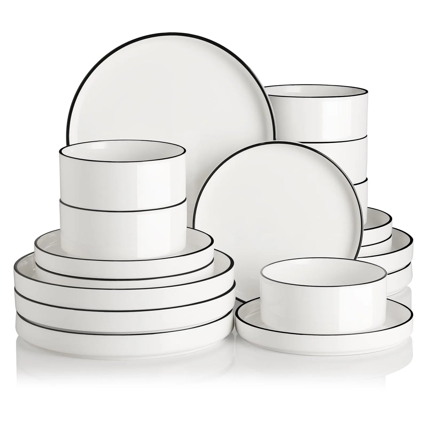 Sweejar Porcelain Dinnerware Sets | Black Rim