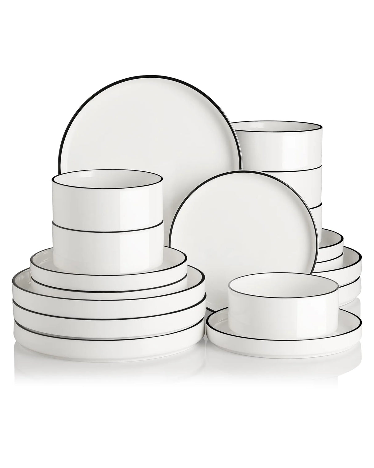 Sweejar White Ceramic Dinnerware Sets for 4 | Minimal Design