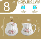 SWEEJAR Royal Ceramic Rose Flower Sugar Bowl Creamer Set