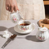 SWEEJAR Royal Ceramic Rose Flower Sugar Bowl Creamer Set