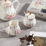 SWEEJAR Royal Ceramic Rose Flower Sugar Bowl Creamer Set
