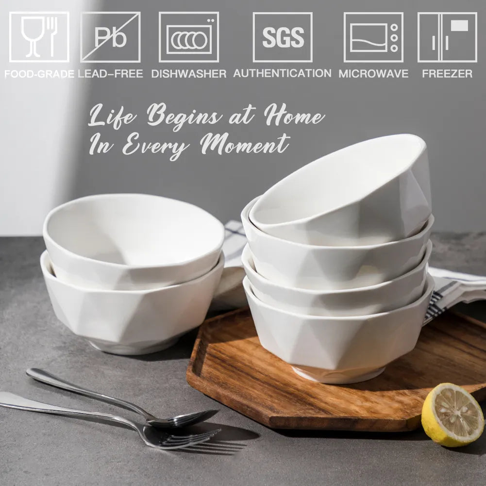 Sweejar Ceramic Bowl Set | 26 Oz for Cereal, Salad, Pasta, Soup | Set of 6