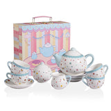 Sweejar Porcelain Kids Tea Set for Little Girls, Toddler | Kitchen Pretend Toy