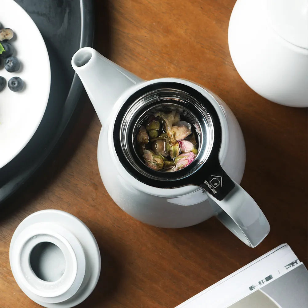 SWEEJAR Ceramic Teapot, Large Tea Pot with Stainless Steel Infuser