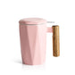 SWEEJAR Porcelain Tea Mug with Infuser and Lid | Wooden Handle