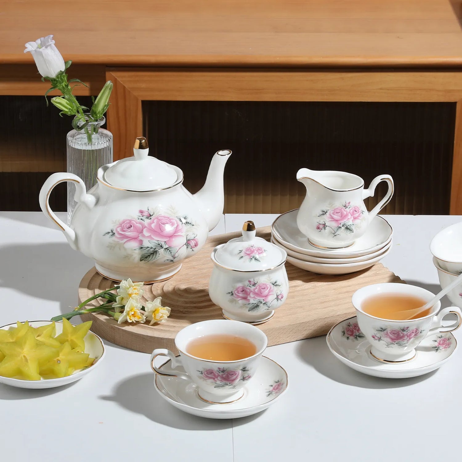 Sweejar Ceramic Teapot with Infuser | Blooming, Loose Tea, Coffee Pot