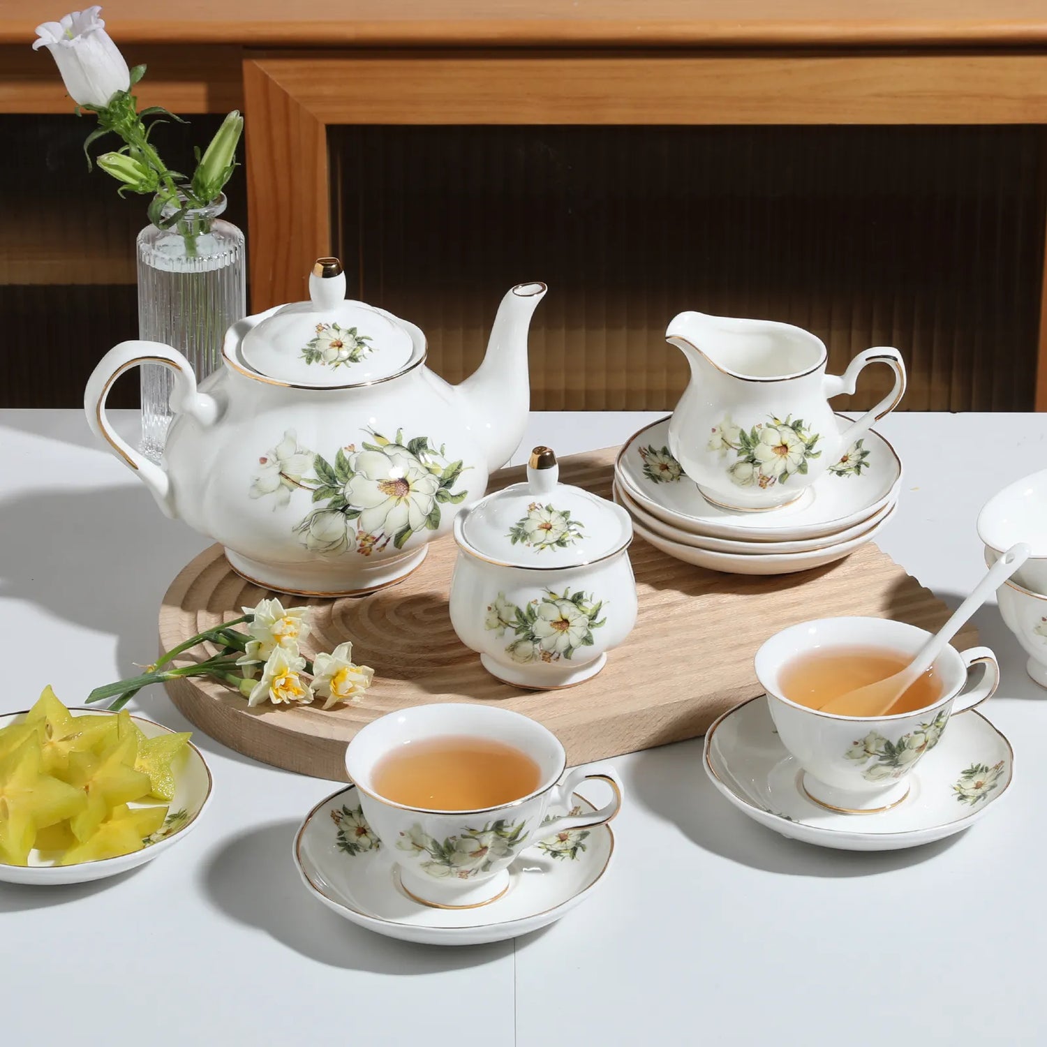 Sweejar Ceramic Teapot with Infuser | Blooming, Loose Tea, Coffee Pot