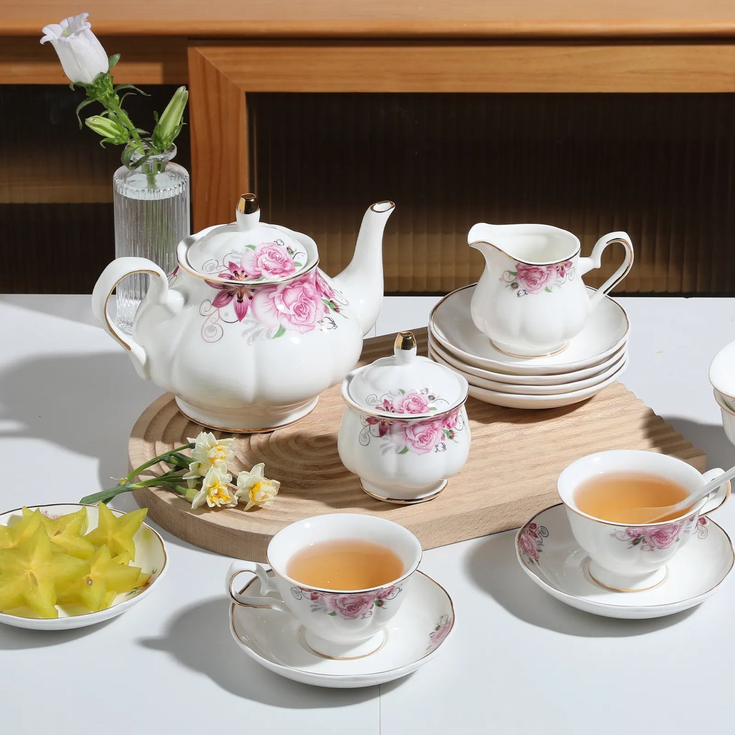 Sweejar Ceramic Teapot with Infuser | Blooming, Loose Tea, Coffee Pot