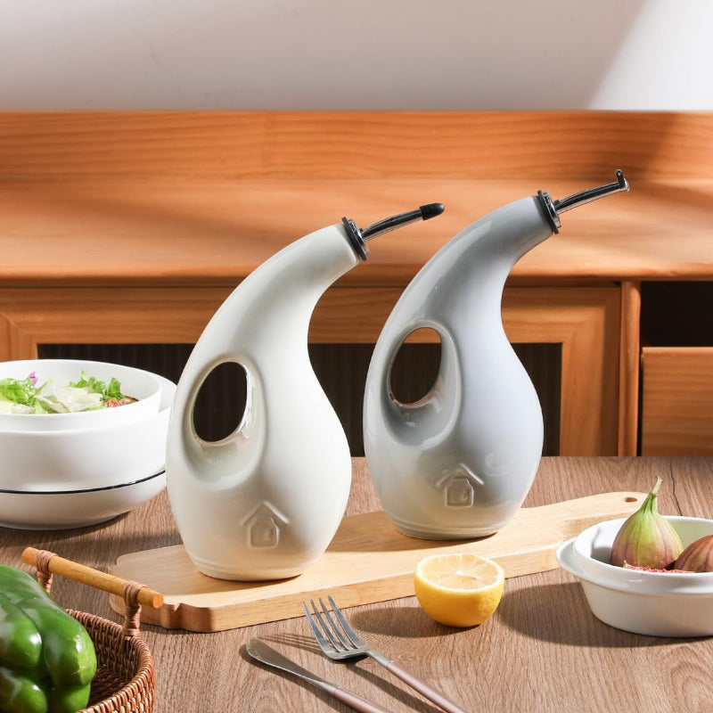 Sweejar Ceramic Olive Oil Bottle Dispenser | Storage Vinegar, Coffee Syrups, Liquids | 24 Oz