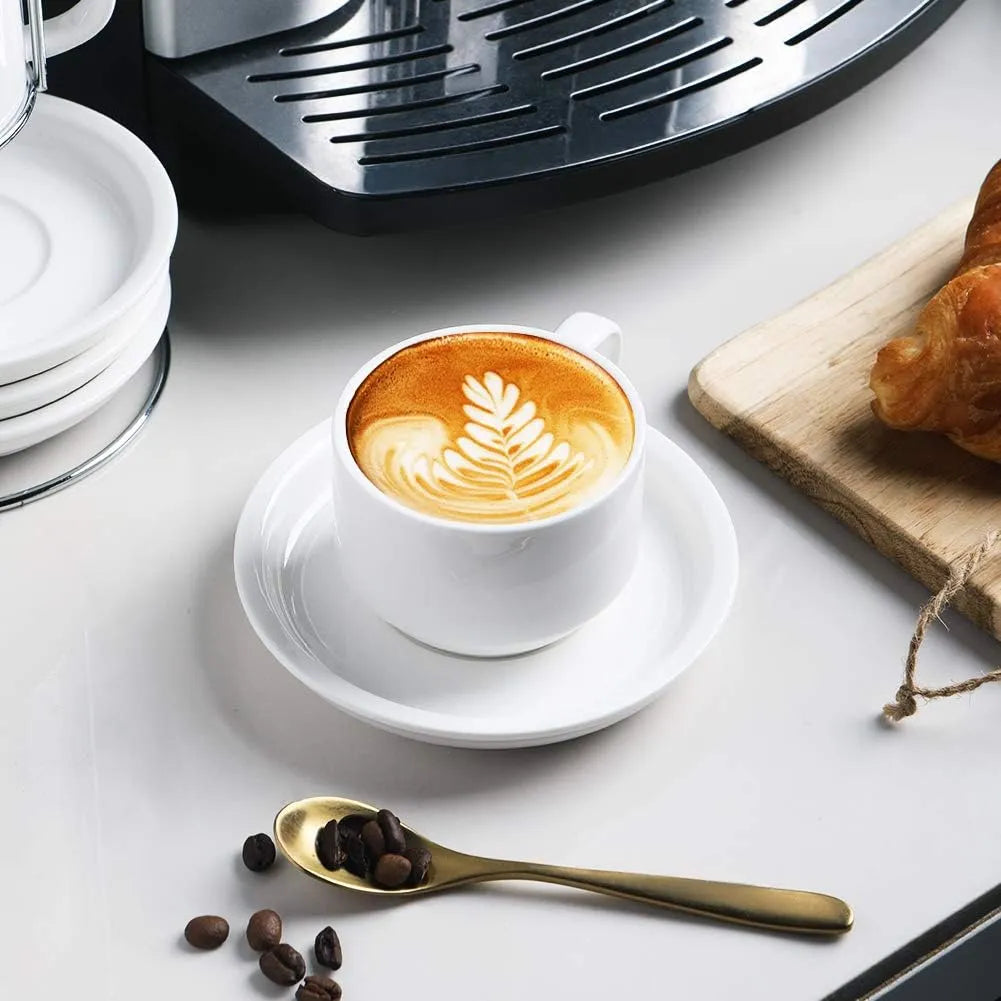 SWEEJAR Porcelain Espresso Cup & Saucer Set | Tea Set of 4